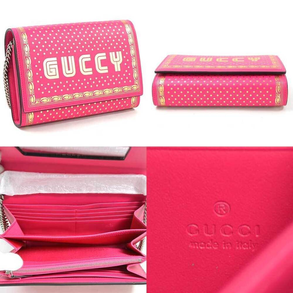 Gucci Leather Chain Pink Bag Shoulder Guccy